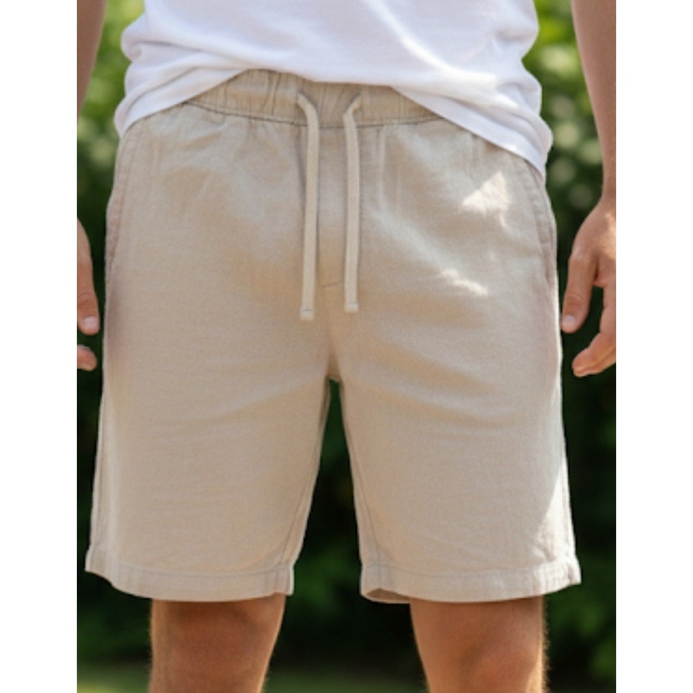 Porter & Ash Shorts Mens Size SMALL Drawstring‎ Linen Blend Beige  NEW